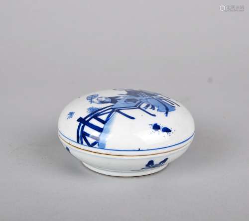 A BLUE AND WHITE INK BOX AND COVER, KANGXI PERIOD