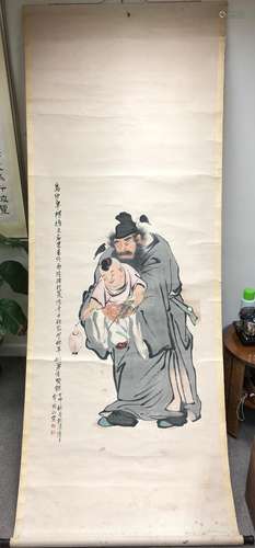 AN INK HAND PAINTING SCROLL; YU, BINGZHANG (YU, GUOJUN 1876-1970)