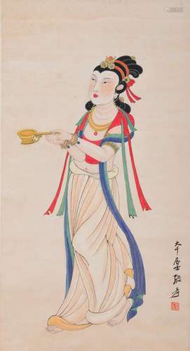 AN INK HAND PAINTING SCROLL; ZHANG, DAQIAN (1899-1983)