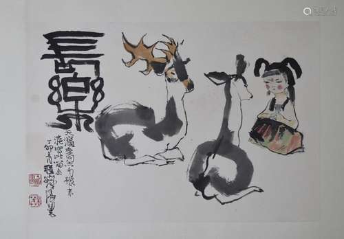 AN INK HAND PAINTING; CHENG, SHIFA (1921-2007)