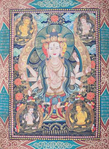 A THANGKA DEPICTING UNISHA VIJARA, QING DYNASTY