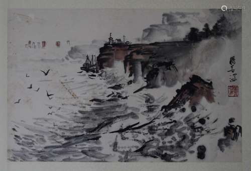 AN INK HAND PAINTING; YANG, SHANSHEN (1913-2004)
