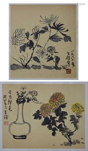 TWO INK HAND PAINTING; LI, KUCHAN (1899-1983)