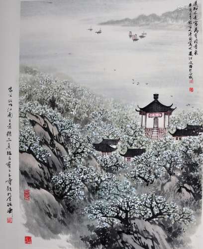 AN INK HAND PAINTING SCROLL; SONG, WENZHI (1919-1999)