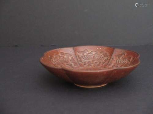 A MOLDED RUSSET-GLAZED DING BRUSH WASHER, 12TH CENTURY