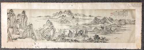 A LANDSCAPE HAND PAINTING; LIAO, AITANG (QING DYNASTY)