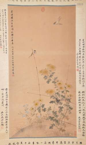 AN INK HAND PAINTING SCROLL; XIANG, SHENGMO (1597-1658)