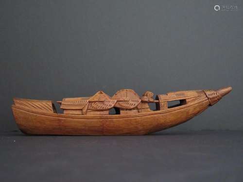 A BAMBOO CARVING OF BOAT, 19TH CENTURY