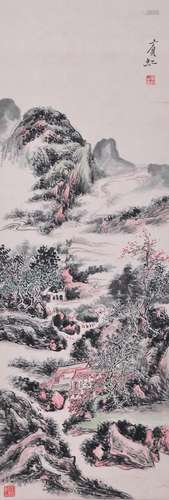 AN INK HAND PAINTING SCROLL; HUANG, BINHONG (1865-1955)