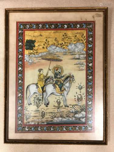 A MINIATURE MUGHAL COURT PAINTING, 19TH CENTURY