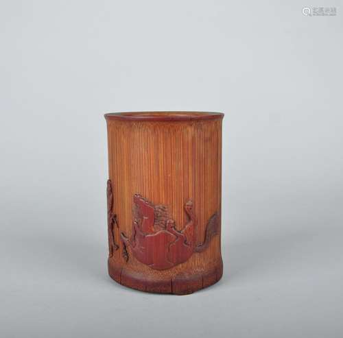 A BAMBOO 'HORSE' BRUSH POT, QING DYNASTY