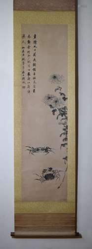 AN INK HAND PAINTING SCROLL; WANG, WENZHI (1730-1802)