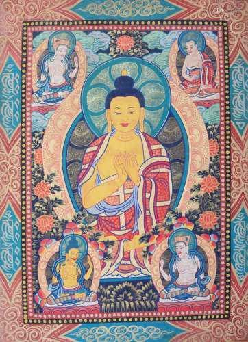 A THANGKA OF SHAKYAMUNI BUDDHA, QING DYNASTY