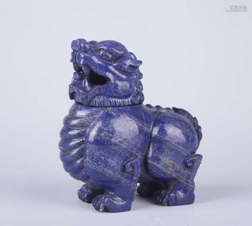 A LAPIS 'LION' CENSER, 19TH CENTURY