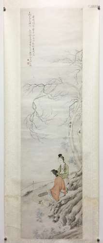 AN INK HAND PAINTING SCROLL; ZHANG, TINGDONG (QING DYNASTY)