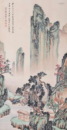 AN INK HAND PAINTING SCROLL; FENG, CHAORAN (1882-1954)