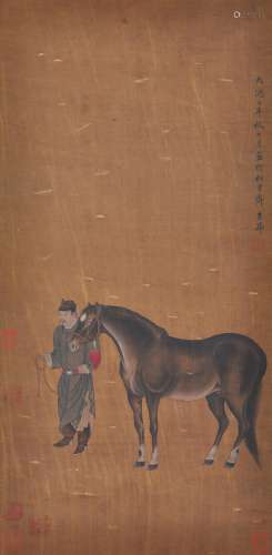 AN INK HAND PAINTING SCROLL; ZHAO, MENGFU (1254-1322)
