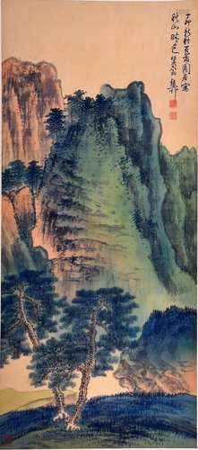 AN INK HAND PAINTING SCROLL; XIE, ZHILIU (1910-1997)