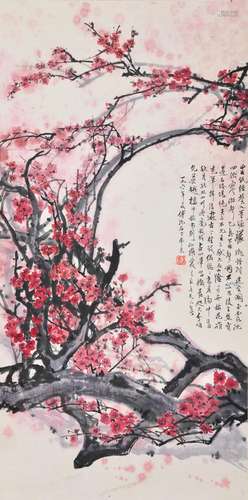 AN INK HAND PAINTING SCROLL; FU, BAOSHI (1904-1965)