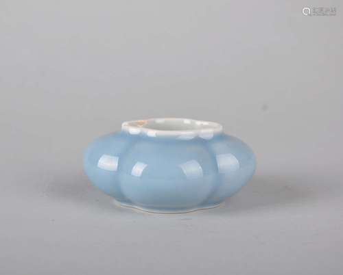 A CELADON-GLAZED 'MELON' WATER POT, QIANLONG MARK, QING DYNASTY