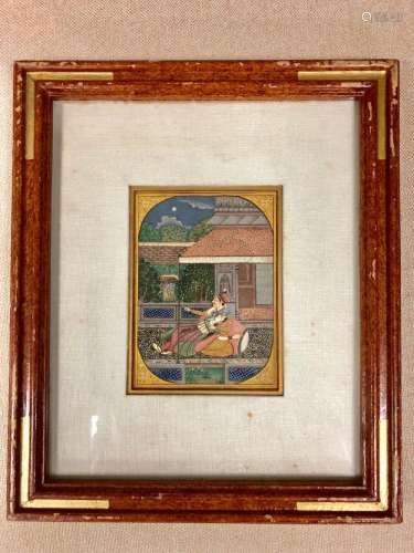 A MINIATURE MUGHAL COURT PAINTING, 19TH CENTURY