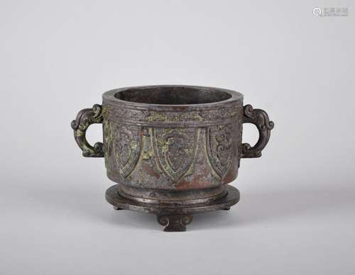 A BRONZE INCENSE BURNER, QING DYNASTY