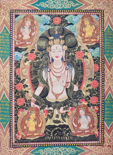 A THANGKA DEPICTING WHITE TARA, QING DYNASTY