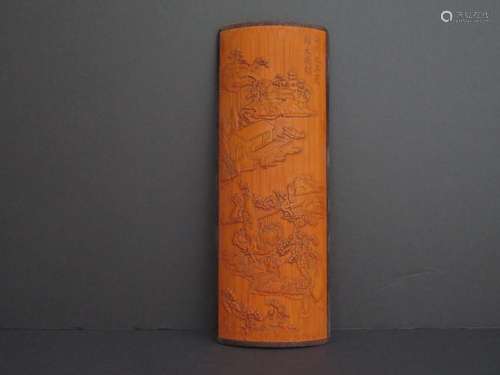 A BAMBOO ARMREST, SIGNED 'GUAN YUANLIANG', DATED 'THE 9TH YEAR OF KANGXI', QING DYNASTY