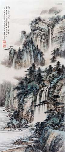 AN INK HAND PAINTING SCROLL; HUANG, BIJUN (1898-1991)