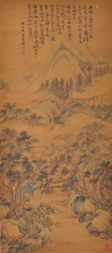 AN INK HAND PAINTING SCROLL; SHI, XI (1612-1692)