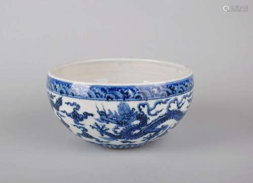 A RARE BLUE AND WHITE BRUSH WASHER, XUANDE MARK, MING DYNASTY