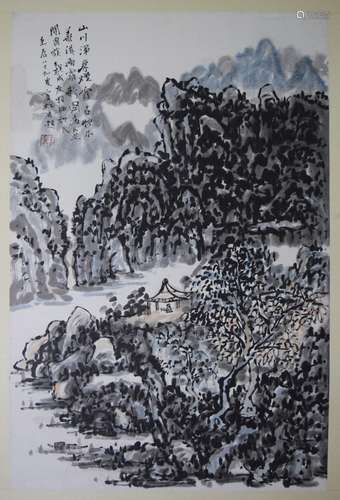 AN INK HAND PAINTING; HUANG, BINHONG (1865-1955)