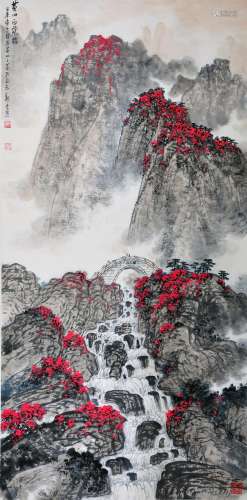 AN INK HAND PAINTING SCROLL; WEI, ZIXI (1915-2002)