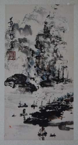 AN INK HAND PAINTING; YANG, SHANSHEN (1913-2004)