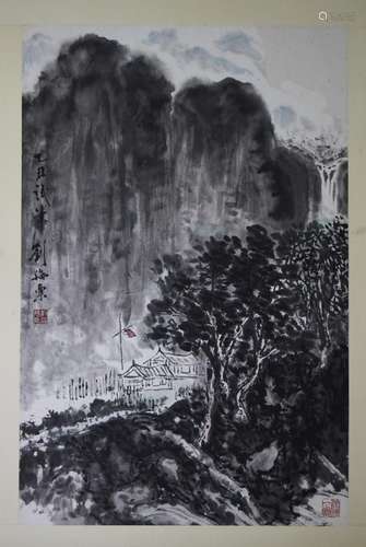 AN INK HAND PAINTING; LIU, HAISU (1896-1994)