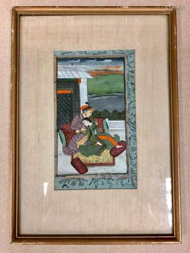 A MINIATURE MUGHAL COURT PAINTING, 19TH CENTURY