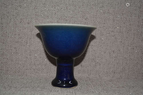 Chinese Ming Blue Glazed Stem Cup