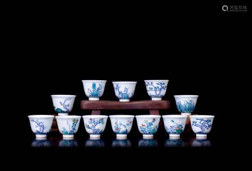 Set Of Chinese Famille Verte Porcelain Tea Cup
