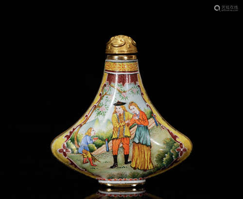 WD Chinese Cloisonne Snuff Bottle, Marked