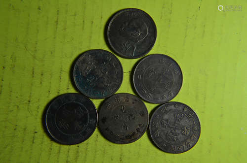 Set Of Six Chinese Old Coins