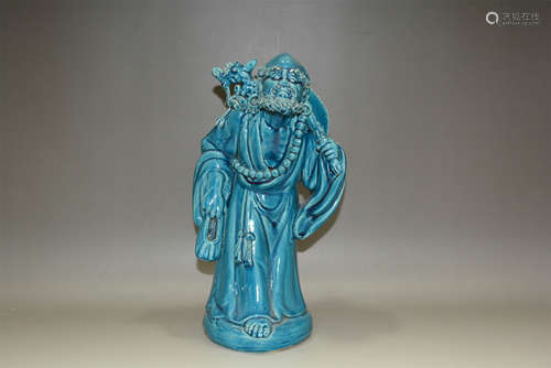 Chinese Turquoise Glazed Porcelain Luohan