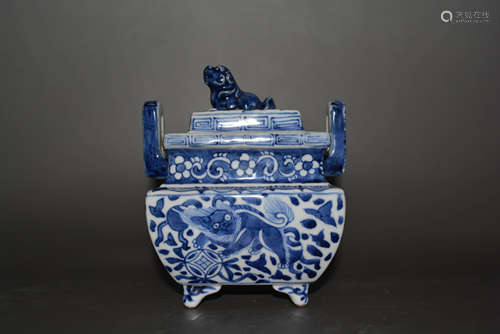 Chinese Blue and White Porcelain Incense Burner