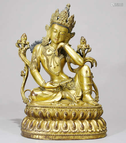 Chinese Gilt Bronze Kwan-Yin