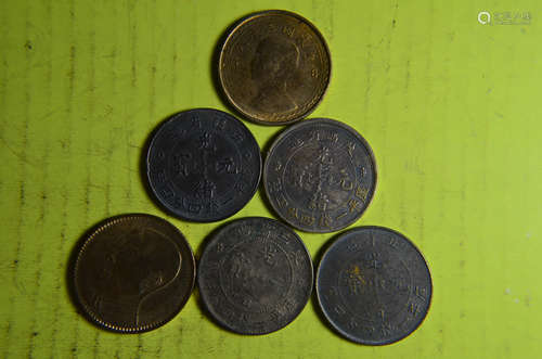 Set Of Six Chinese Old Coins