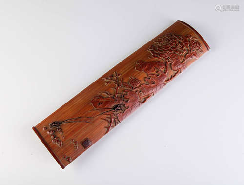 Chinese Qing Dynasty Bamboo Carved Hand Rest