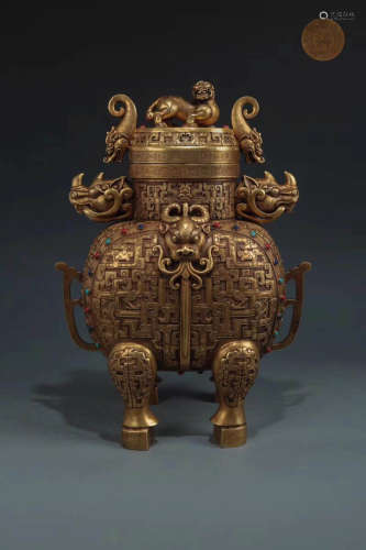Chinese Gilt Bronze Cover Jar
