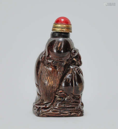 Chinese Carved Longevity Snuff Bottle