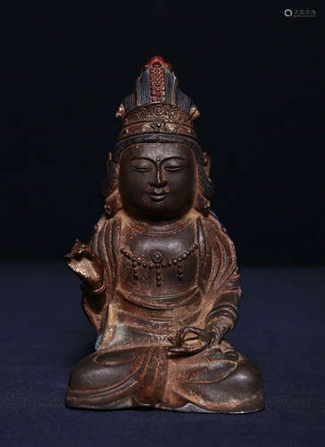 19th.C Chinese Gilt Bronze Seated Buddha