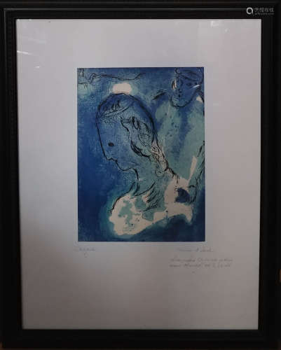 Mark Chagall(1887-1985) Color Lithograph,Signed