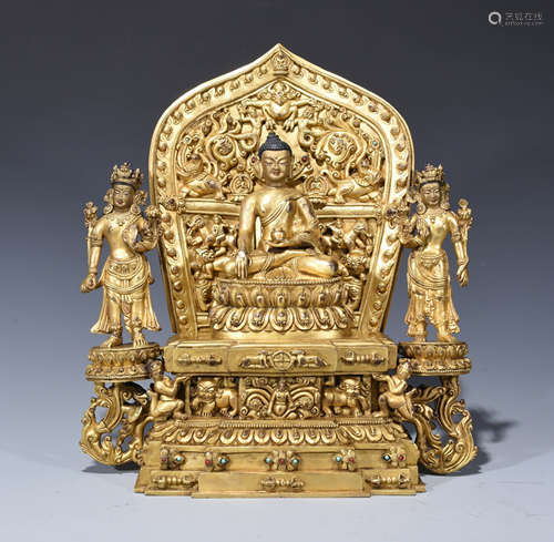 Chinese Gilt Bronze Shi Jia Mo Ni Buddha